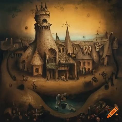 Surreal And Intricate Painting Inspired By Hieronymus Bosch Depicting