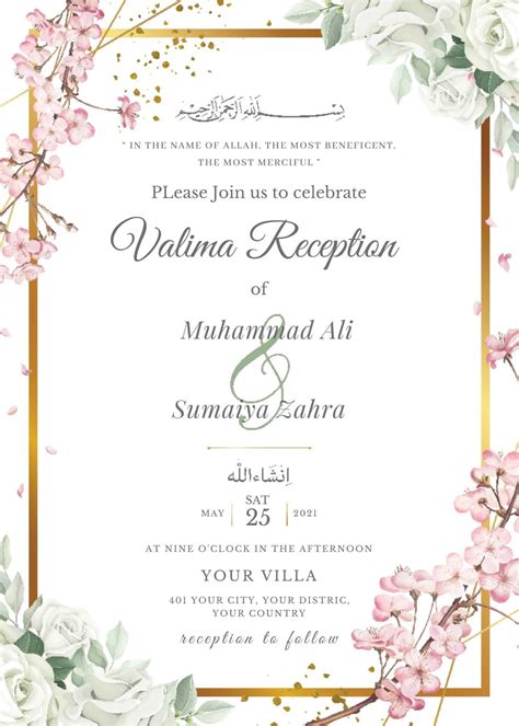 Nikah Invitation Nikkah Invitation Template Set Muslim Wedding