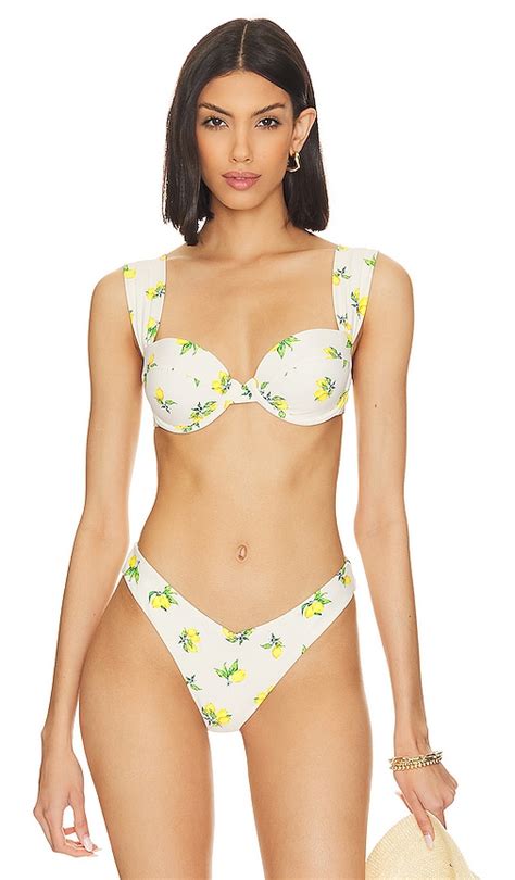 WeWoreWhat Claudia Bikini Top In Ditsy Lemons Off White Multi REVOLVE