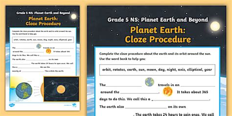 Planet Earth And Beyond Planet Earth Cloze Procedure