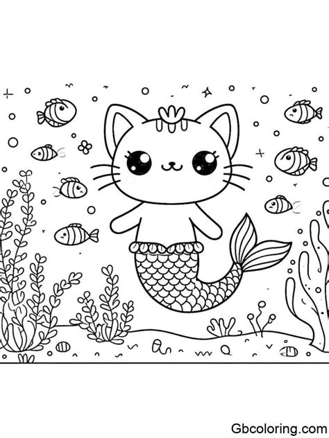 Free Mermaid Cat Coloring Pages Printable