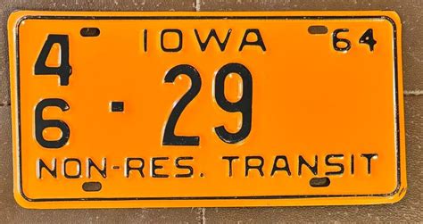 Iowa 1964 Humboldt County Non Resident Transit License Plate 46 29 Ebay