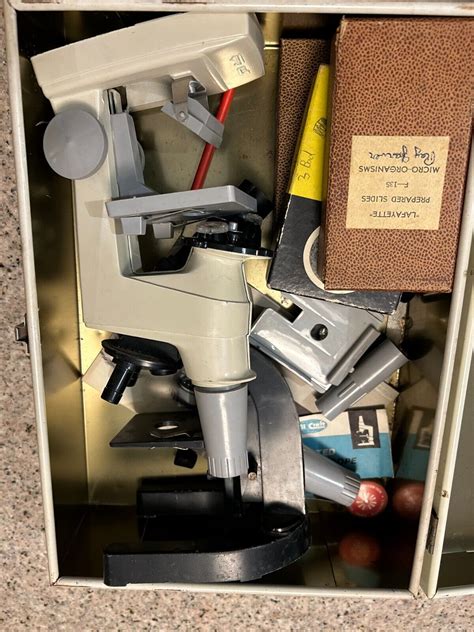 Vintage Collectible Skilcraft Microscope Lab With Metal Case Nice Ebay