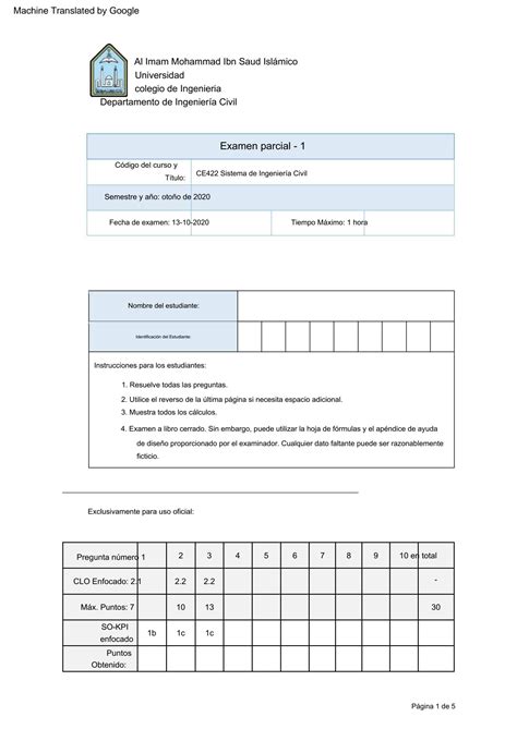 Solution Sistema De Ingenier A Civil Del Examen Parcial Studypool