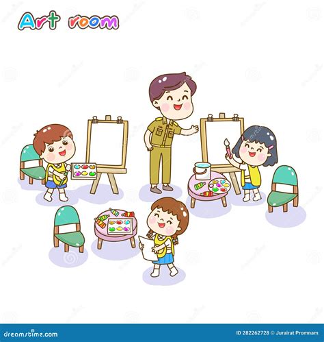 Illustration Art Classroom for Kids. Stock Illustration - Illustration ...