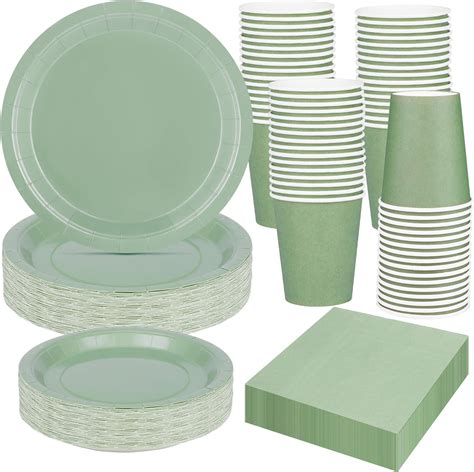 Amazon Dandat Pcs Sage Green Plates Napkins Party Supplies Set