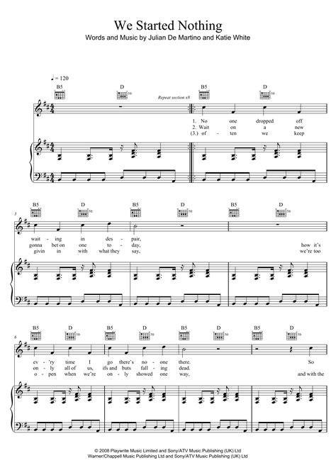 The Ting Tings We Started Nothing Sheet Music For Piano Vocal