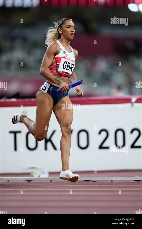 Laviai Nielsen participating in the 4x400 meter relay at the 2020 Tokyo ...