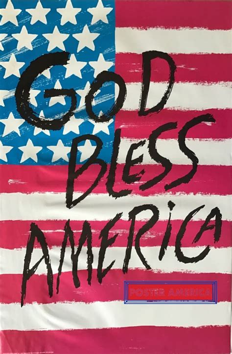 God Bless America Vintage Patriotic American Flag Poster 225 X 34