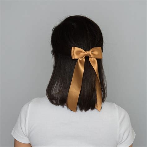 Satin Tie Bow Satin Barrette Bow Long Tail Hair Bows Women Etsy