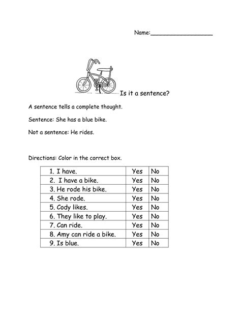 19 Telling Sentences 1st Grade Worksheets