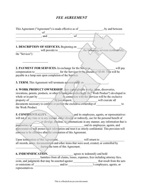 Free Fee Agreement Template And Faqs Rocket Lawyer