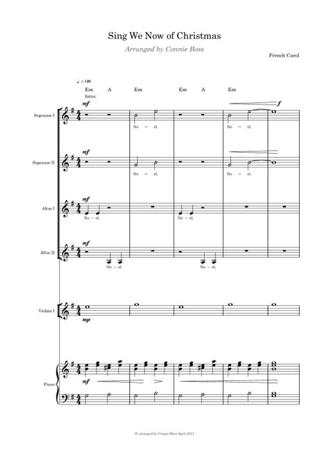 Sing We Now Of Christmas Ssaa Violin Cello Or Flute And Piano Arr