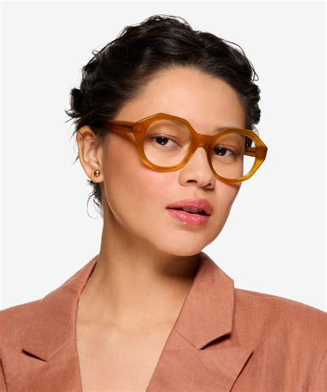 Gerania Geometric Milky Orange Full Rim Eyeglasses Eyebuydirect Canada