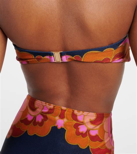 Acadian Printed Bandeau Bikini Top In Multicoloured Zimmermann