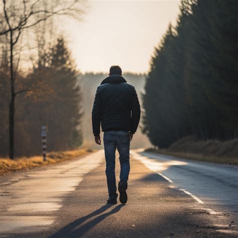 Premium Ai Image Arafed Man Walking Down A Road With A Backpack On