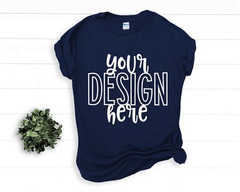 Gildan NAVY BLUE Flatlay T-shirt Mockup Soft style mock up by | Etsy