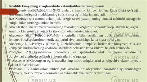 Analitik Kimyo Fani Tadqiqot Doirasi Maqsadi Va Vazifalari Kimyo