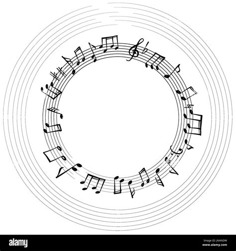 Music notes border. Musical background. Music style round shape frame ...