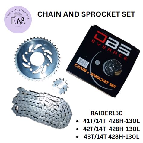 E M DBS CHAIN AND SPROCKET SET RAIDER150 2N1 41T 14T 42T 14T 43T 14T