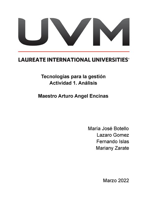 A Actividad Tecnologias Para La Gesti N Uvm Tecnolog As Para La