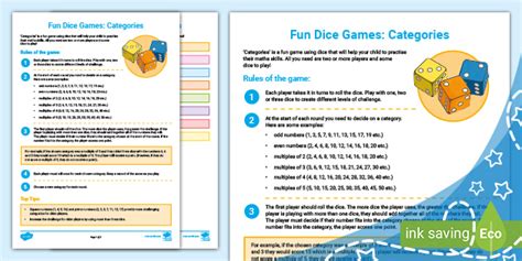 👉 Fun Dice Games Categories Teacher Made