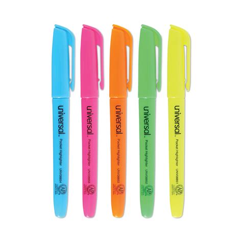 Pocket Highlighters, Assorted Ink Colors, Chisel Tip, Assorted Barrel ...