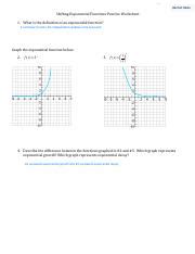 Shifting Exponential Functions Practice Worksheet Pdf Hannah