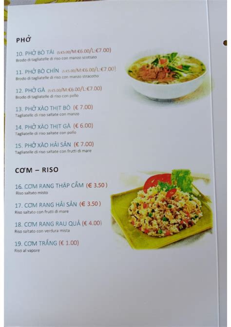 Menu Da Ristorante Vietnamita Hanoi Treviso