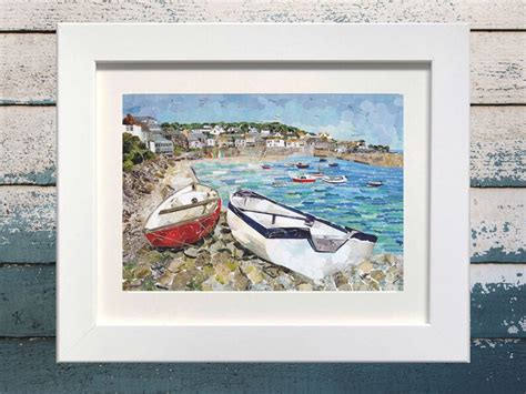 Mousehole Cornwall Collage Art Print Junk Mail Art Etsy Uk