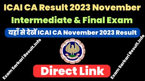 Icai Ca Result November Out Intermediate And Final Check Online