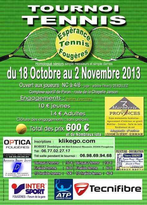 Tournoi 2013 Club de tennis Fougères Espérance