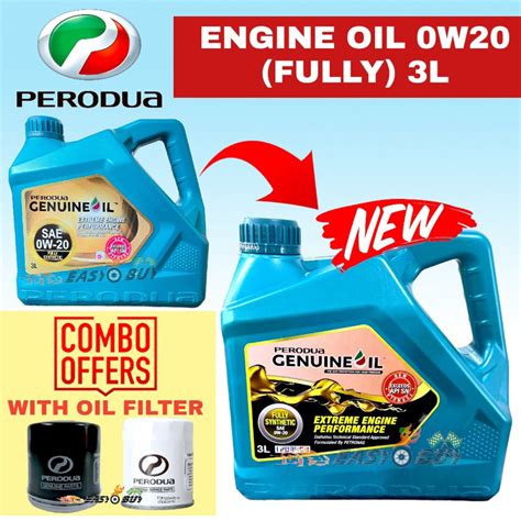 Perodua Engine Oil 0w20 0w 20 Fully Synthetic 3L Perodua Oil Filter