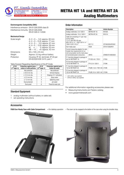 Data Teknis Gossen Metrawatt Analog Multimeter Metrahit A