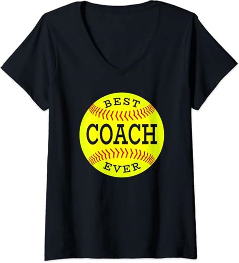 Womens Best Softball Coach Ever Appreciation V Neck T