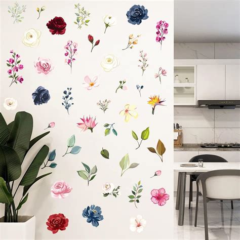 Removable Colorful Flowers Wall Stickers Peel And Stick