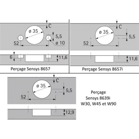 Charnière d Angle Sensys 8657 8657i 8639i 30 45 90