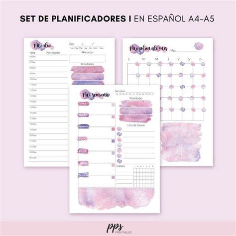 Conjunto De Planificadores Imprimible En Español Insercion De Etsy España Printable Planner