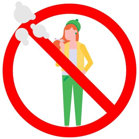 Premium Vector No Smoking Sign With Standing Female Girl Forbidden