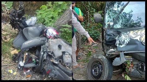 Kecelakaan Pikap Dan Motor Adu Banteng Di Lamongan Pengendara