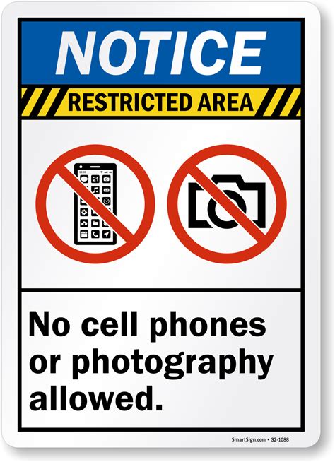 Notice No Cell Phones Or Photography Allowed Sign Sku S2 1088