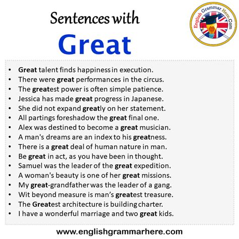 Sentences with Great, Great in a Sentence in English, Sentences For ...