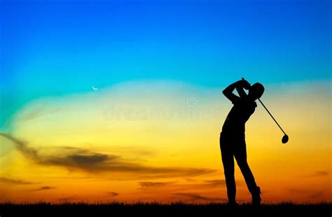 Silhouette Golfer Playing Golf at Beautiful Sunset Stock Photo - Image of golf, white: 101141722