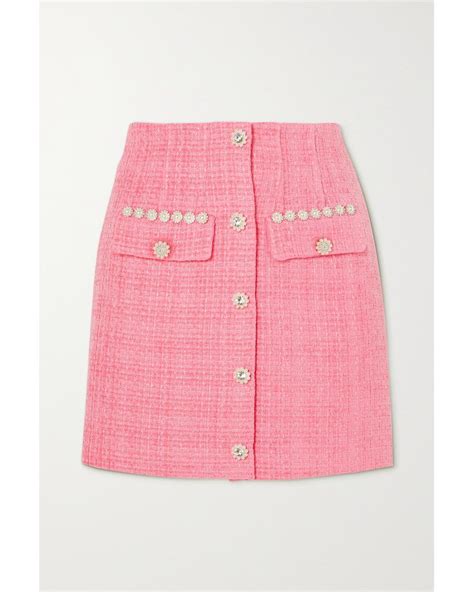 Self Portrait Embellished Boucl Tweed Mini Skirt In Pink Lyst