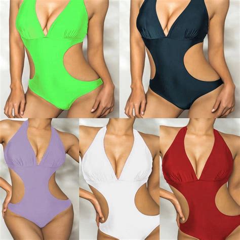 2022 sexy branco halter cortar bandagem triquini nadar maiô monokini