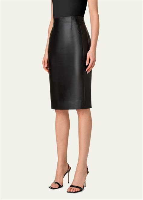 Akris Leather Knee Length Skirt Bergdorf Goodman