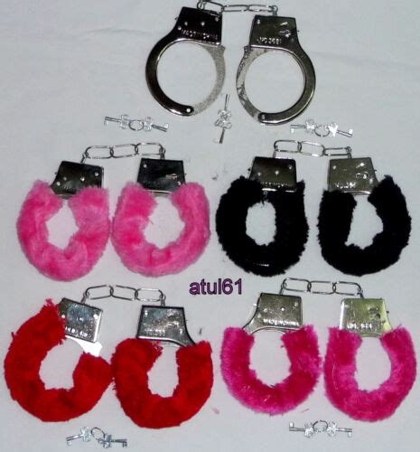 Furry Fluffy Handcuffs Black Red Pink Fancy Dress Hen Night Stag Do