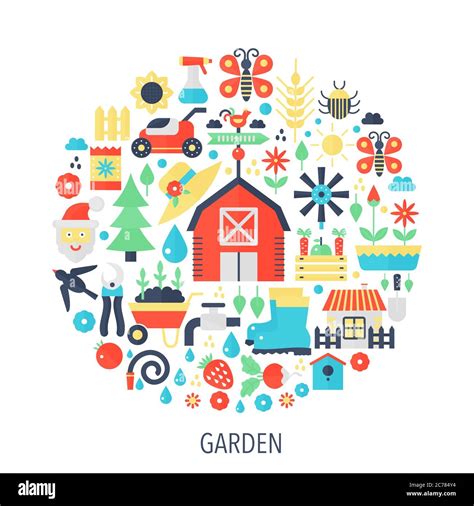 Garden Flat Infographics Icons In Circle Color Concept Illustration