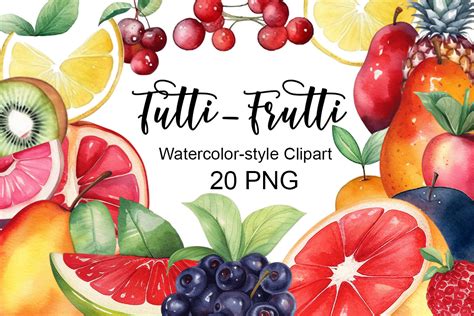 Tutti Frutti Watercolor Clipart Png Graphic By Artwifeshop Creative