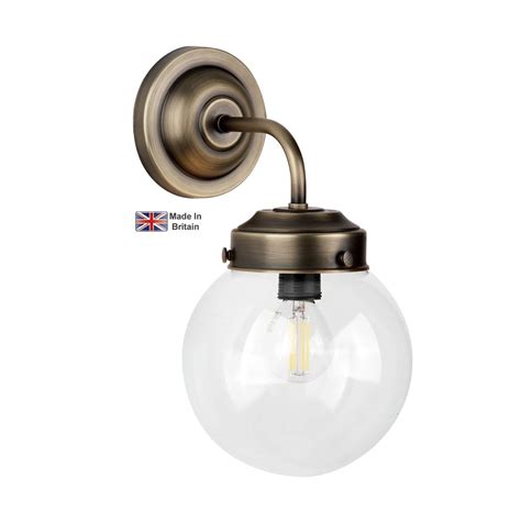 Fairfax Single Wall Light Solid Antique Brass Clear Glass